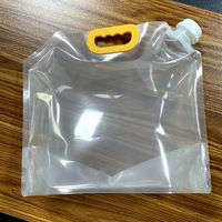 Pochette souple transparente personnalisée pliable pour l'extérieur, réutilisable, pour eau, jus, aliments, avec bec verseur, design vertical, sac en plastique pour liquides