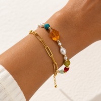 Bracelet tissé à la main pour femme, perles mélangées, matériaux variés, rond, carré, géométrique, moderne, minimaliste, mode, vente en gros