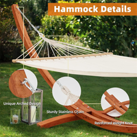 Hamac en bois robuste pour une personne avec support pour extérieur, jardin, balcon, terrasse