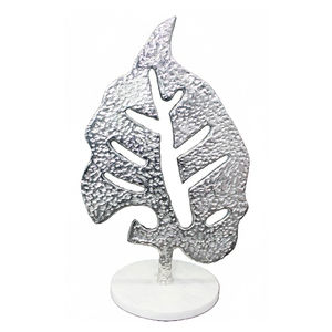 Escultura de Hoja Abstracta de Aluminio Premium con Base de Mármol, Figura Decorativa Moderna Plateada para el Hogar - Product Image 4