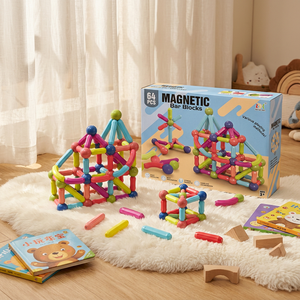 64 PCS <b>Magnetic</b> Building Blocks <b>Rods</b> <b>and</b> <b>Balls</b> Educational Construction Set Multicolor STEM Learning Toy for Kids - Product Image 5