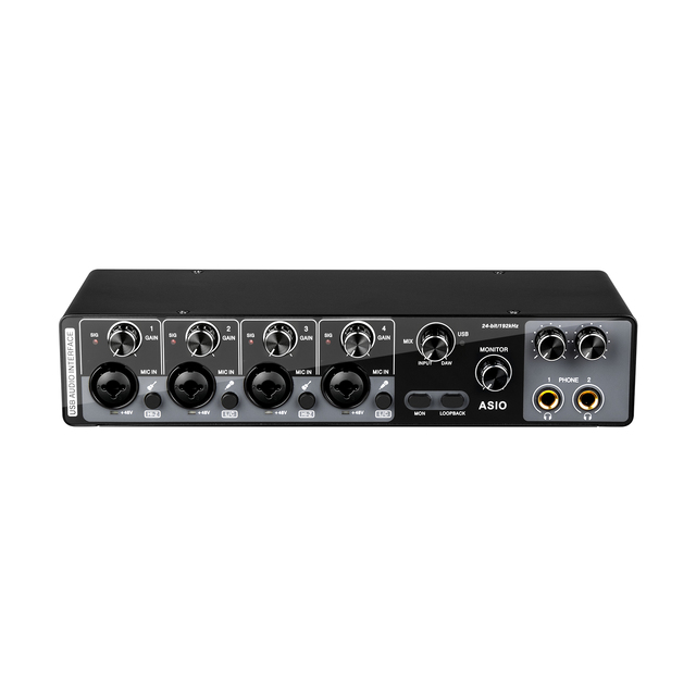 Depusheng MQ44 Professional 4 Channel USB Studio Sound Card External 24bit 192khz Recording Studio Equipment