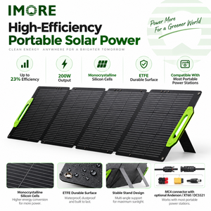 Panneau solaire portable 200W, efficacité 23%, module pliable ETFE avec connecteur MC4 pour camping, camping-car, caravane et stations d'alimentation extérieures - Product Image 4