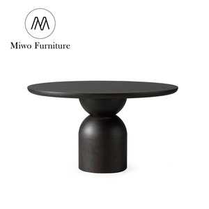 Juego de Mesa y Sillas Redondas de Madera de Nogal Profundo para Villa o Penthouse Contemporánea, Mesa de Comedor de Madera para <span class=keywords><strong>Restaurante</strong></span> de 6 a 8 Plazas - Product Image 6