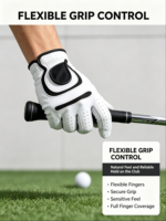 Gants de golf personnalisés HAIYI avec logo, en cuir véritable Cabretta, microfibre PU, protection UV, fermeture à boucle, respirants et doux