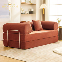 Canapé modulaire en velours orange brûlé, profil bas, avec accoudoirs en métal chromé pour salon, appartement, maison
