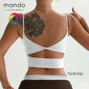 Ücretsiz özel Logo tasarım yüksek kalite kalite spor kolsuz tişört şehvetli geri büküm Hollow elemanları sıkıştırma kırpma üst kadınlar için - Product Image 3