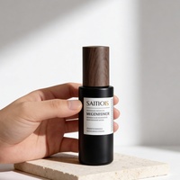 Flacon pompe en verre noir mat format voyage pour huile à barbe homme, flacon compte-gouttes, emballage cosmétique, stock disponible, vente en gros