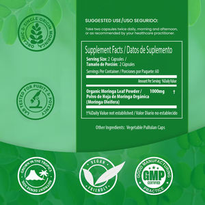 Biochealth GMP <span class=keywords><strong>Moringa</strong></span> <span class=keywords><strong>Oleifera</strong></span> daun kapsul organik <span class=keywords><strong>Moringa</strong></span> bubuk ekstrak suplemen untuk dewasa bersertifikat Halal GMP - Product Image 2