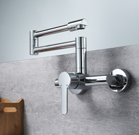 Robinet de cuisine mural thermostatique en acier inoxydable, pliable et extensible, à 2 trous, avec cartouche céramique, installation latérale