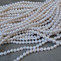 Perles d'eau douce blanches en spirale, presque rondes, à fort lustre, 6,5-7 mm, en vrac, pour la création de bijoux DIY
