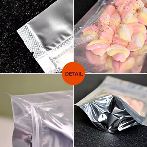 Tas gandum makanan transparan kacang permen aluminium dapat ditutup kembali dengan ritsleting untuk kemasan makanan - Product Image 5