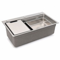 Robinet de lavabo monocommande à poser sur comptoir, en acier inoxydable 304 de 4 mm d'épaisseur, multifonctionnel pour évier de cuisine