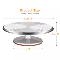 Support tournant pour la décoration de gâteaux, en alliage d'aluminium, base antidérapante, robuste, rond, 12 pouces, prix d'usine