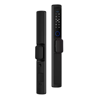 Cerradura de puerta inteligente con código de huella dactilar de lado estrecho WiFi, Control remoto, manija corta impermeable para marco Delgado, cerradura deslizante