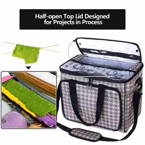 Large Yarn <b>Storage</b> Tote Waterproof <b>Knitting</b> Bag Organizer Custom Logo Crochet Bag - Product Image 5