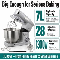 SOHEF Die Cast Stand Mixer 7L 1300W Planetary Mixing Gear Logam Kuat 0 6 Kecepatan Pulse LED Mangkuk Stainless Mixer Makanan Dapur