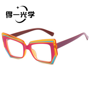 Cat Eye Glasses Color-Blocked Anti-Blue Light Women's Fashion Optical <b>Eyewear</b> - Product Image 2