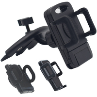 Braket Dorong-Tarik Dudukan Ponsel Mobil Tiga Pegangan Samping Operasional Satu Tangan Universal Penjepit Rotasi 360 Bahan ABS iPhone Hitam
