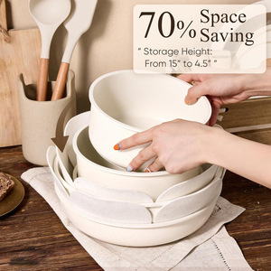 Cookware Set 11 Piece Non Stick Milky White With Wooden Handle Oven Safe Dishwasher Safe Kitchen Pot Pan Spatula - Product Image 3