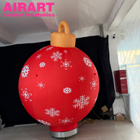 Ballon gonflable rouge avec base mobile intégrée, ballon gonflable imprimé flocon de neige, ballon décoratif de Noël gonflable