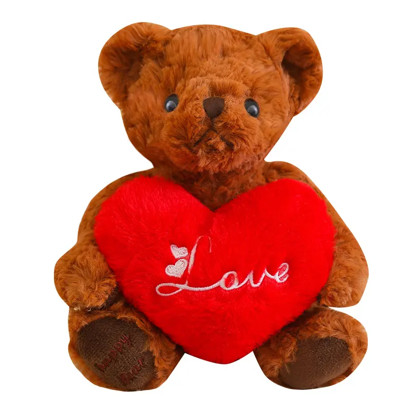Oem ODM tùy chỉnh Thú nhồi bông búp bê với trái tim dễ thương búp bê sang trọng bên ủng hộ món quà Valentine gấu bông sang trọng tôi yêu bạn Gấu