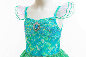 Robe de princesse sirène multi-couches en gaze pour enfants, style mode, avec bretelles, costume de spectacle pour filles - Product Image 5