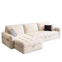 Sofá Cama Plegable Multifuncional Estilo Simple para Apartamentos Pequeños, Modelo 2025, Tela de Franela Color Crema para Sala de Estar
