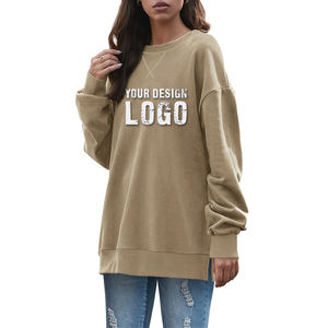 Sudadera Holgada con Cuello Redondo y Hombros Caídos para Mujer, Estilo Casual Urbano, Color Sólido, Tallas Grandes - Product Image 2