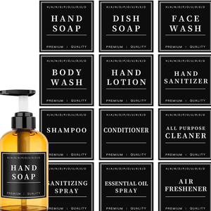 Etiquetas adhesivas impermeables para dispensador de jabón de vidrio ámbar y botellas de plástico, juego de ducha de baño y cocina - Product Image 2