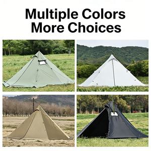 Tente tipi en tissu toutes saisons avec cheminée intégrée et fenêtres en maille pour un abri ventilé toute l'année - Product Image 3