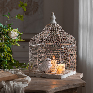 Porte-bougie en forme de cage à oiseaux en fer, décoration de maison, ornement de Noël - Product Image 1