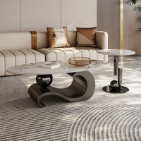 Nouvelle table basse ovale en dalle de roche, style luxe léger et moderne, pour salon, table à thé domestique, combinaison de tables d'appoint