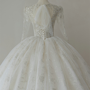 Princess Long <b>Sleeve</b> Sequins Beaded Empire Ball Gown <b>Bridal</b> Gowns RL321 - Product Image 6