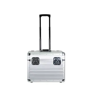 Aluminum Tool Box Portable Instrument Box Storage Case Suitcase Travel Luggage Organizer Case With Lining Silver
