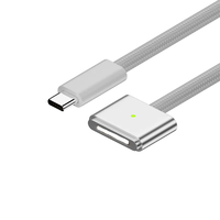 Câble de charge magnétique tressé en alliage d'aluminium et nylon de 2 m, 140 W, USB-C vers T-Head, charge rapide pour ordinateur MacBook