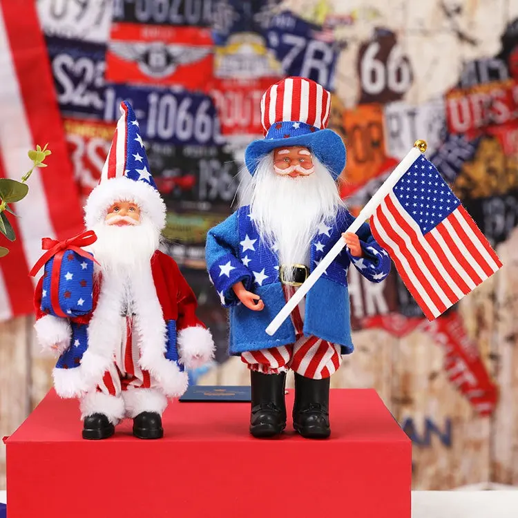 Top vente fête nationale américaine tenant drapeau vieux oncle Sam debout ornements de poupée commémorative