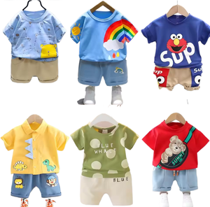 Vêtements pour enfants en gros directement de l'usine, ensembles de t-shirts en coton, tailles mixtes, tous genres, liquidation, prix bas - Product Image 4