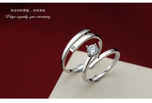 LT-043 S925 bague ouverte en argent Sterling mâle et femelle Couple petite amie bague coréenne bijoux en argent Sterling en gros - Product Image 2