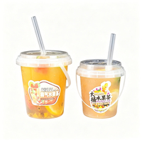 Gobelets en plastique personnalisés avec logo, couvercle transparent, durables, anti-fuite, 1L, en PP, jetables, pour boissons froides, jus et lait