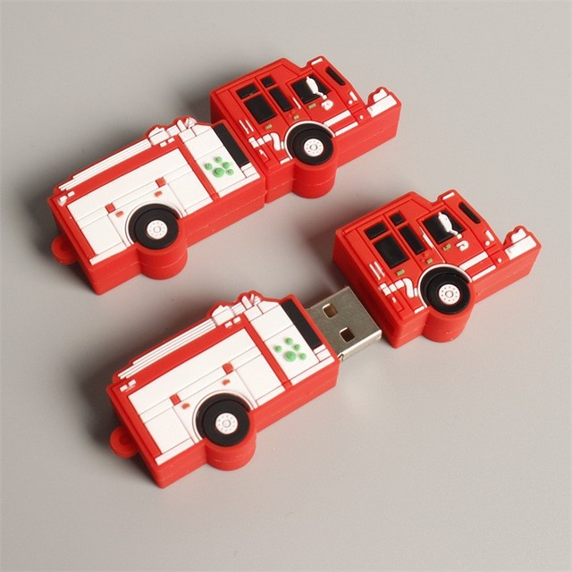 Wholesale Fire Engine Shape Truck U Disk Fire Safety Publicity Gifts USB 2.0 & 3.0 64GB PVC Fire Equipment Usb Flash Drive