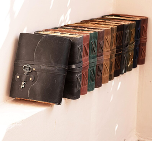 สมุดบันทึกหนังทำมือพร้อมกุญแจล็อค สไตล์วินเทจเรียบง่าย สมุดบันทึกการเดินทาง ของขวัญ สมุดบันทึกงานศิลป์ - Product Image 6