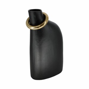 Vaso in metallo asimmetrico con anello scultoreo, decorazione moderna per soggiorno, camera da letto, ufficio, casa - Product Image 2