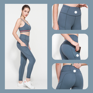 Leggings de Yoga en Stock, Pantalones de Yoga de Compresión Personalizados, Leggings Deportivos para Mujer <span class=keywords><strong>con</strong></span> Múltiples Bolsillos - Product Image 2