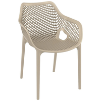 Chaise en plastique noire ajourée avec accoudoirs, empilable, pour extérieur, patio, jardin, bistrot, restaurant
