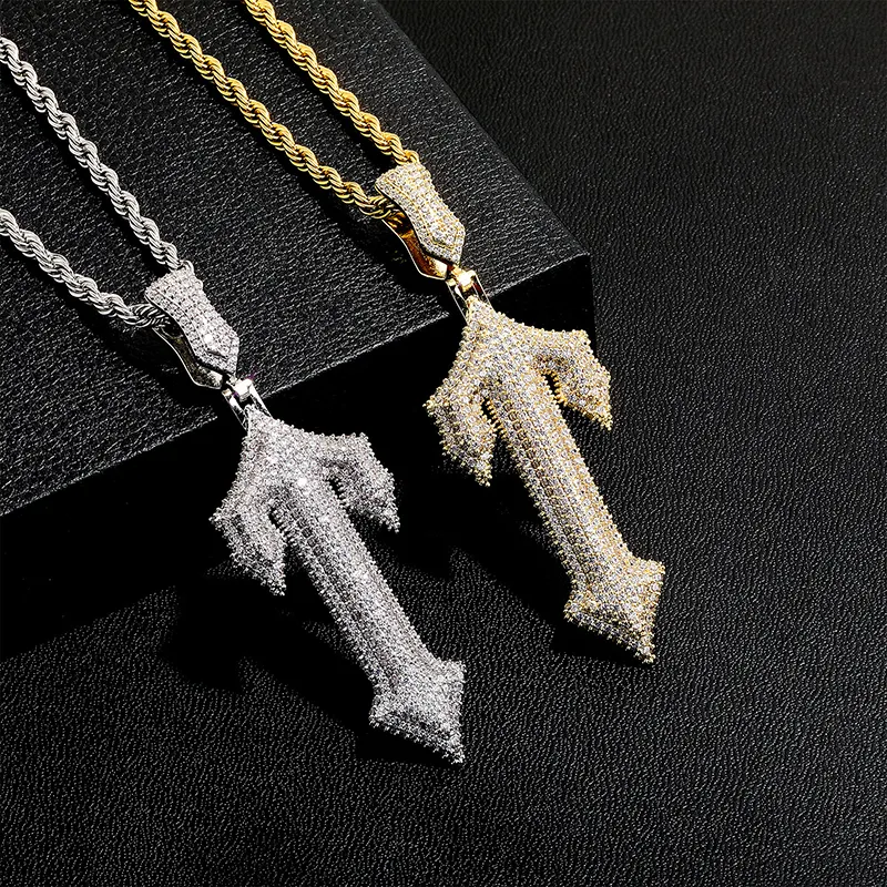 Blues New Initials Letter T Pendant Necklace For Men Women iced out Zircon cross necklace for Hip Hop Rock Jewelry
