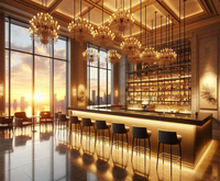 Comptoir de bar LED moderne en marbre onyx de grande taille pour hôtel, boîte de nuit, centre commercial et restaurant