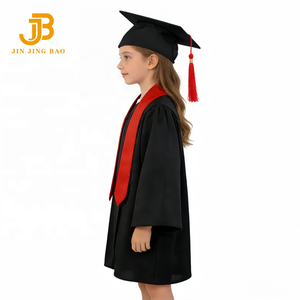 Robe de graduation unisexe en polyester avec étole dorée et chapeau, personnalisable avec logo, pour enfants et usage scolaire - Vente en gros - Product Image 3