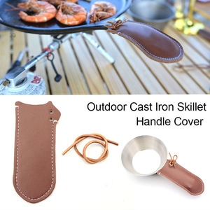 Outdoor camping leather pot handle cover, heat-insulating frying pan handle protector. - Product Image 4