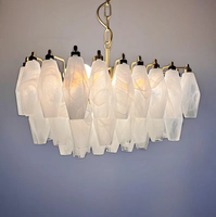 Lustre en verre de Murano avec verres en albâtre blanc